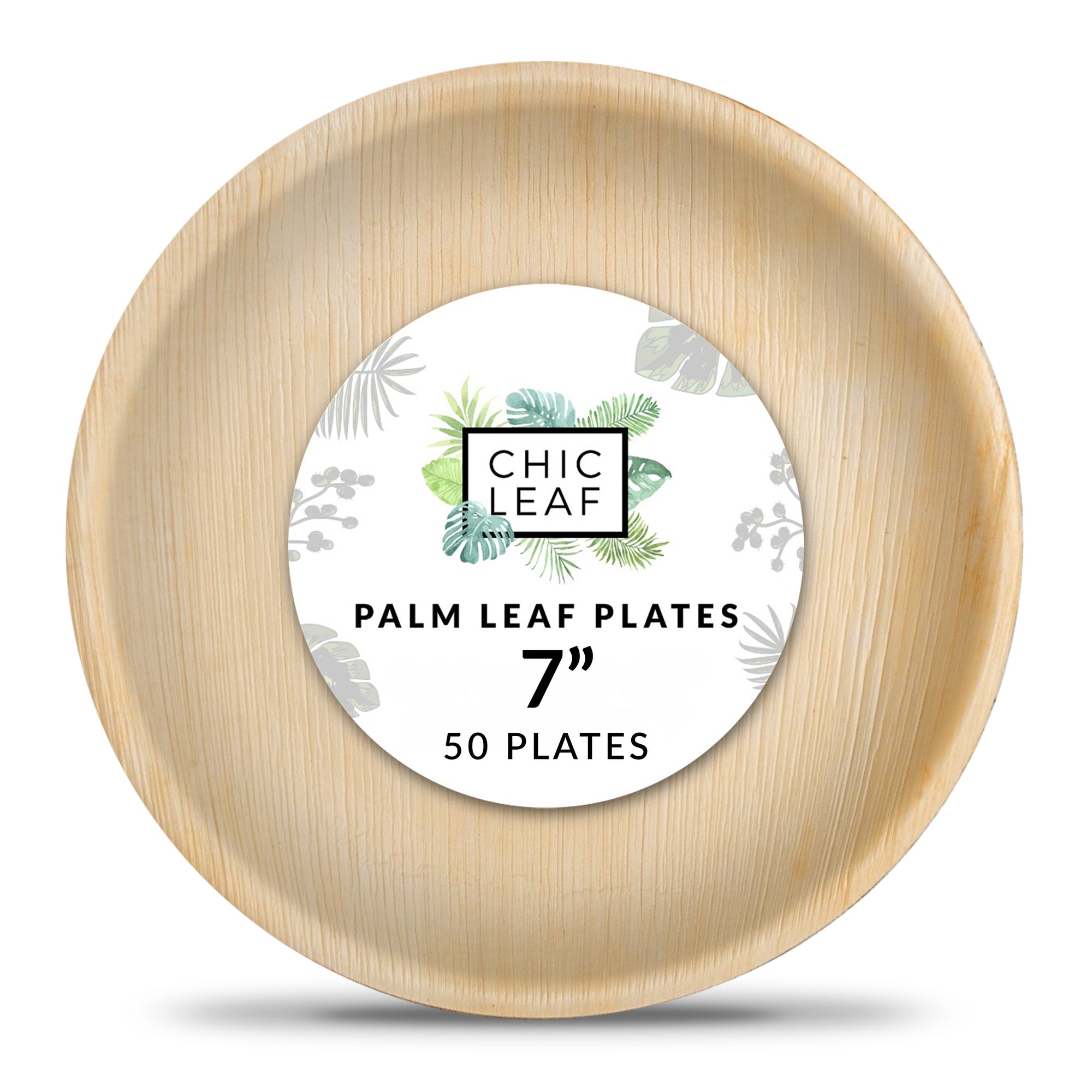 7 Inch Disposable Plate 100% Compostable Bamboo Fiber Eco Friendly